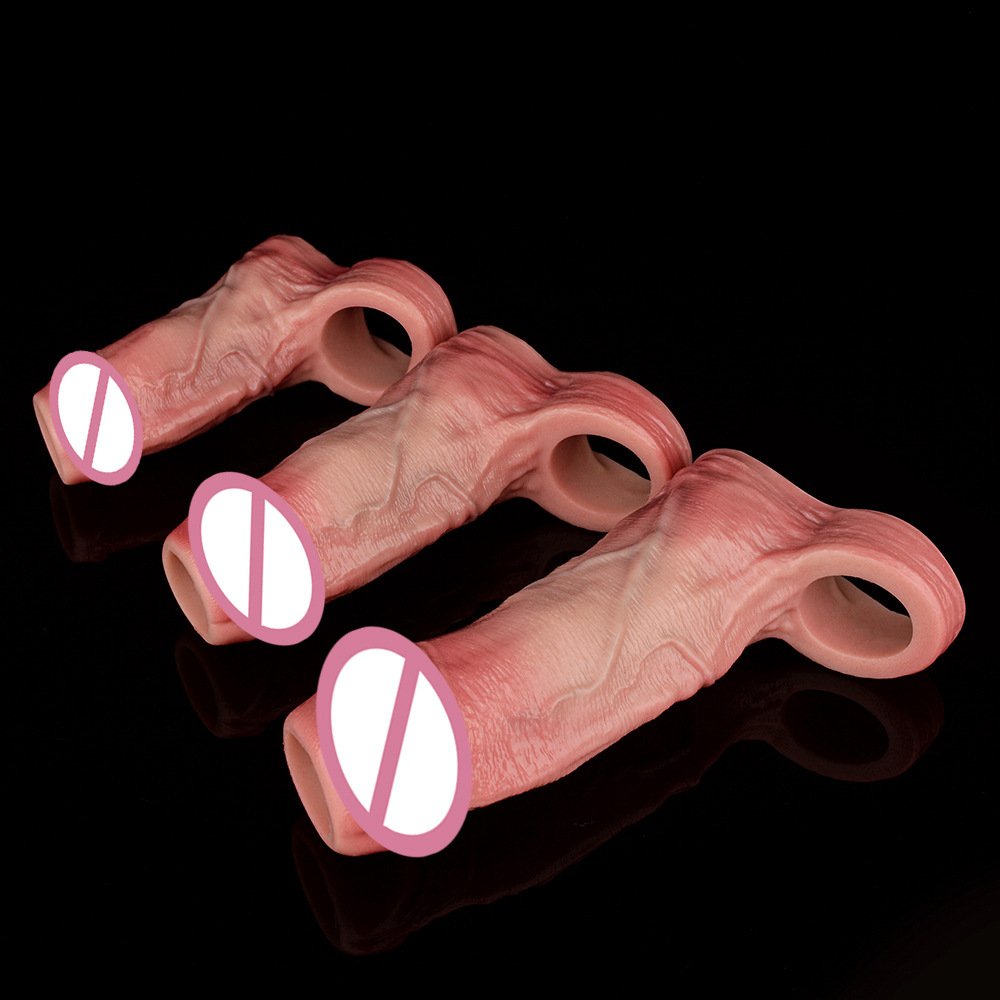 Penis Extension Sleeve, Realistic Hollow Strap-On Enlarger for Men