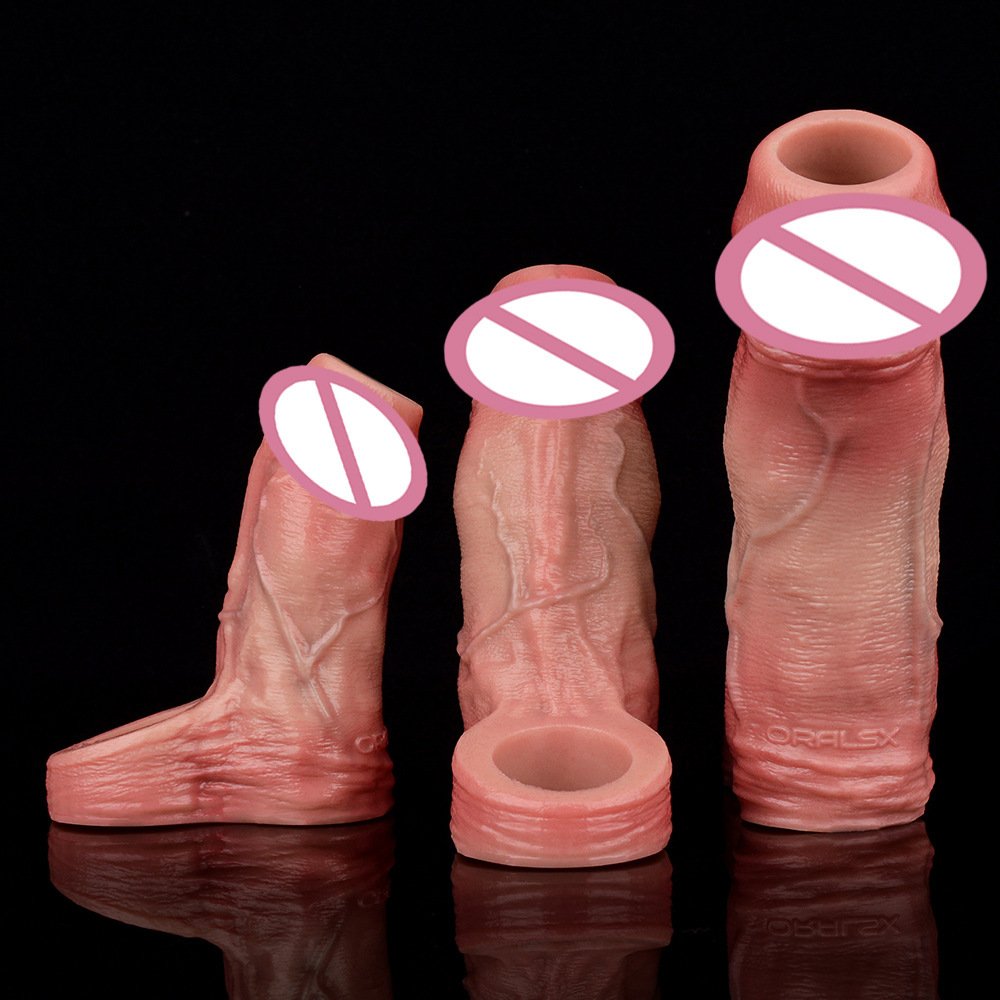 Penis Extension Sleeve, Realistic Hollow Strap-On Enlarger for Men