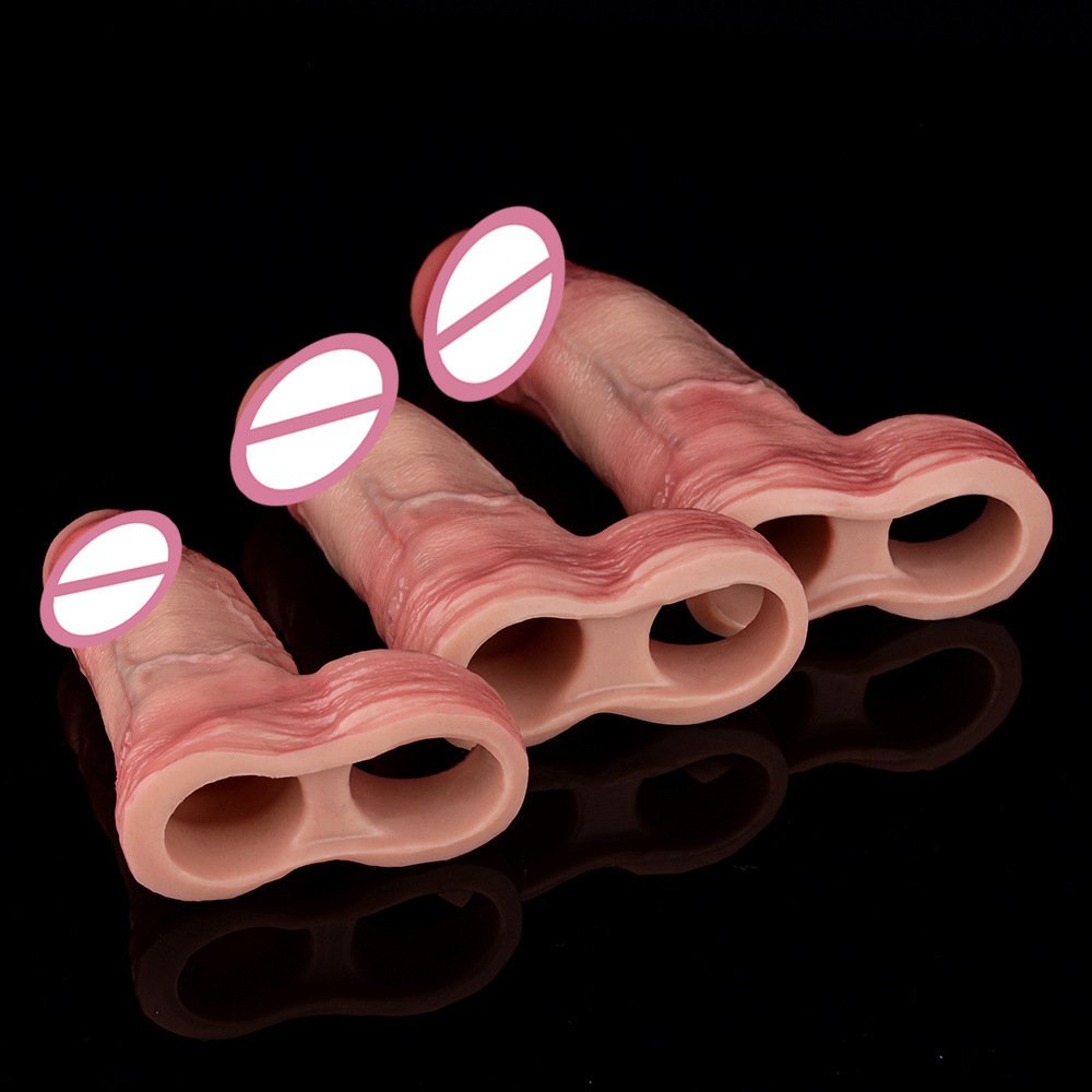 Penis Extension Sleeve, Realistic Hollow Strap-On Enlarger for Men