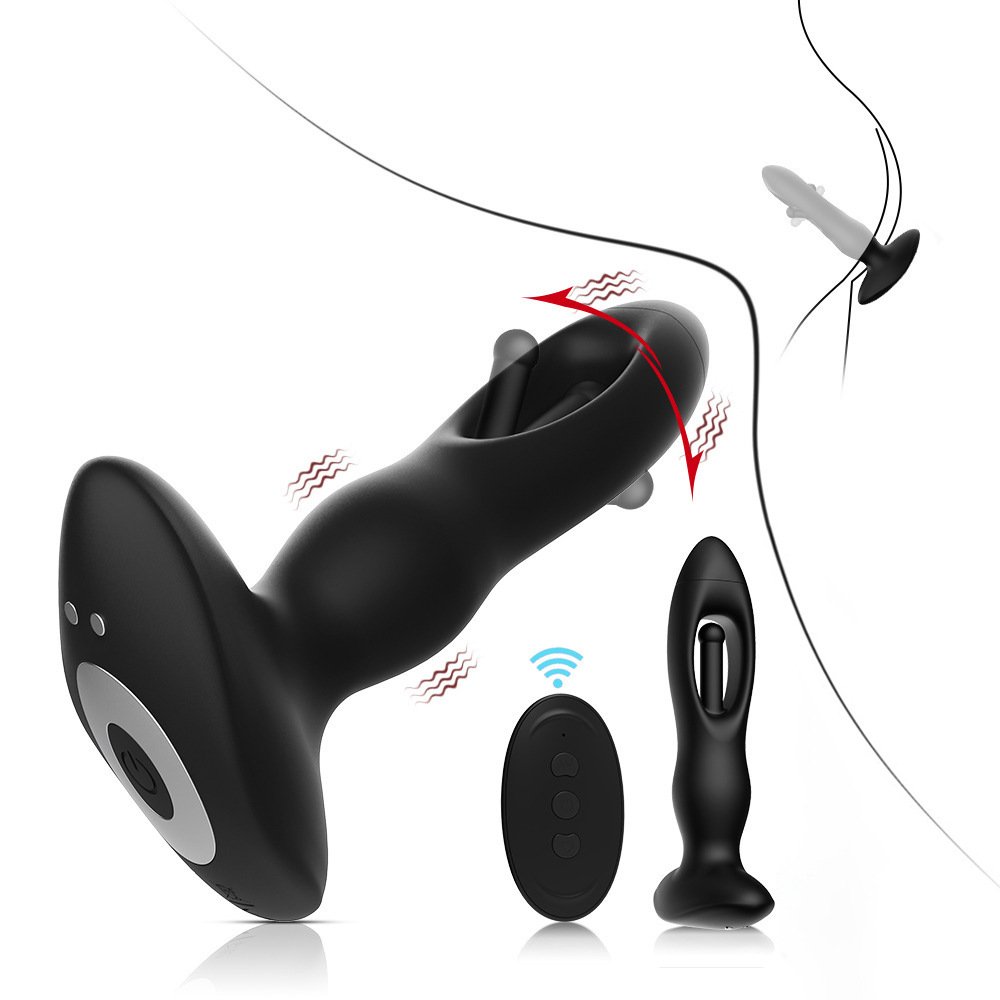 Remote Control Silicone Prostate Massager with Flapping Tongue, Unisex
