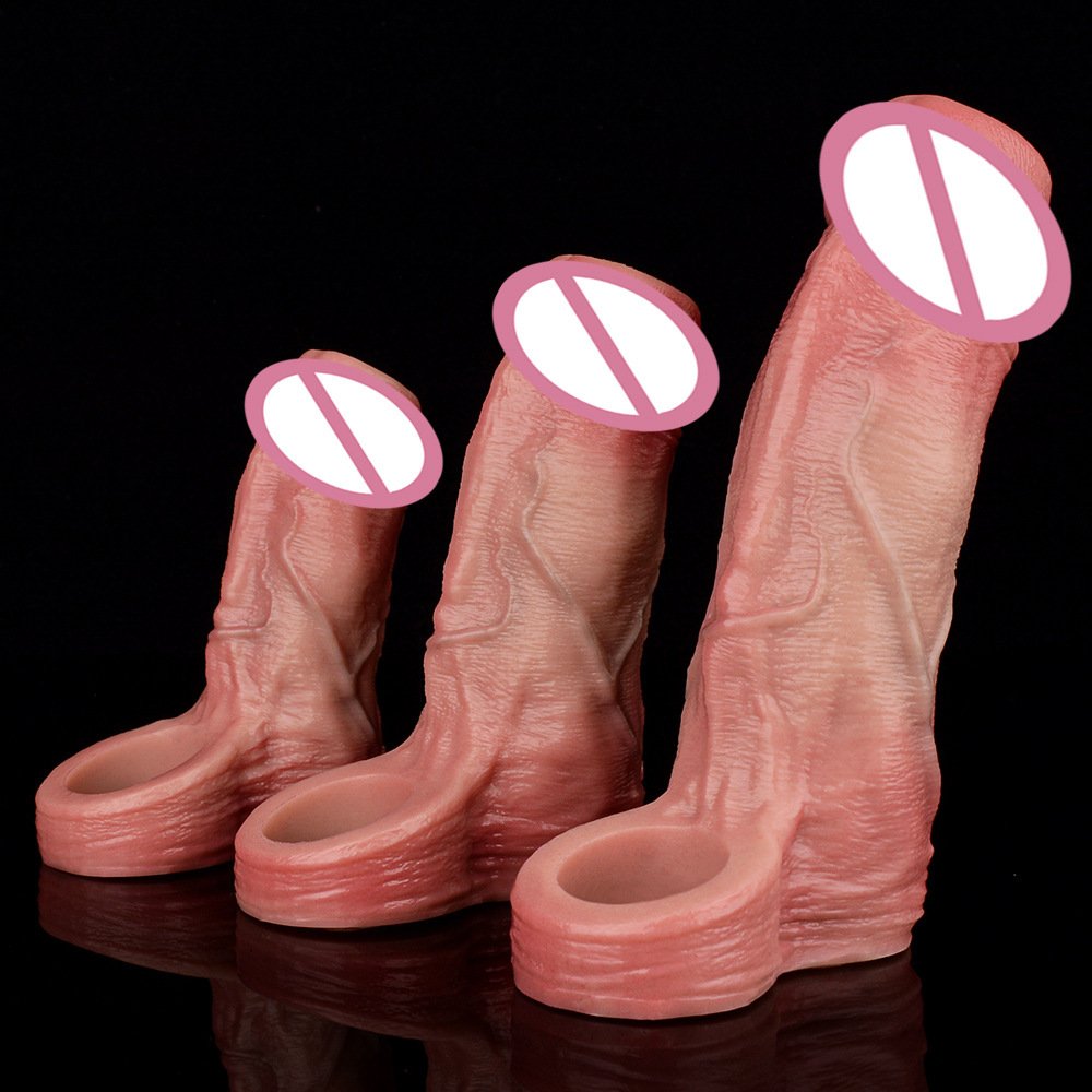 Penis Extension Sleeve, Realistic Hollow Strap-On Enlarger for Men