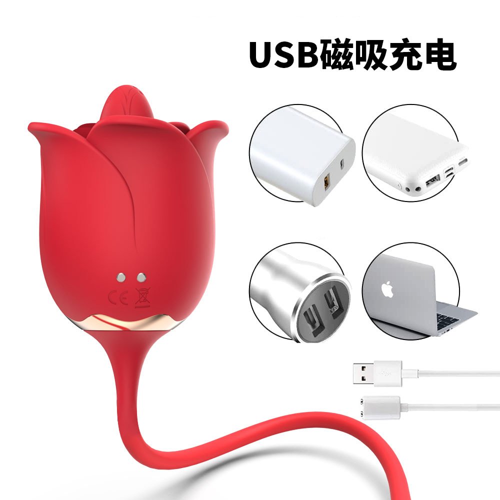 Rose Suction Thrusting Vibrator, Clitoral & Nipple Stimulator