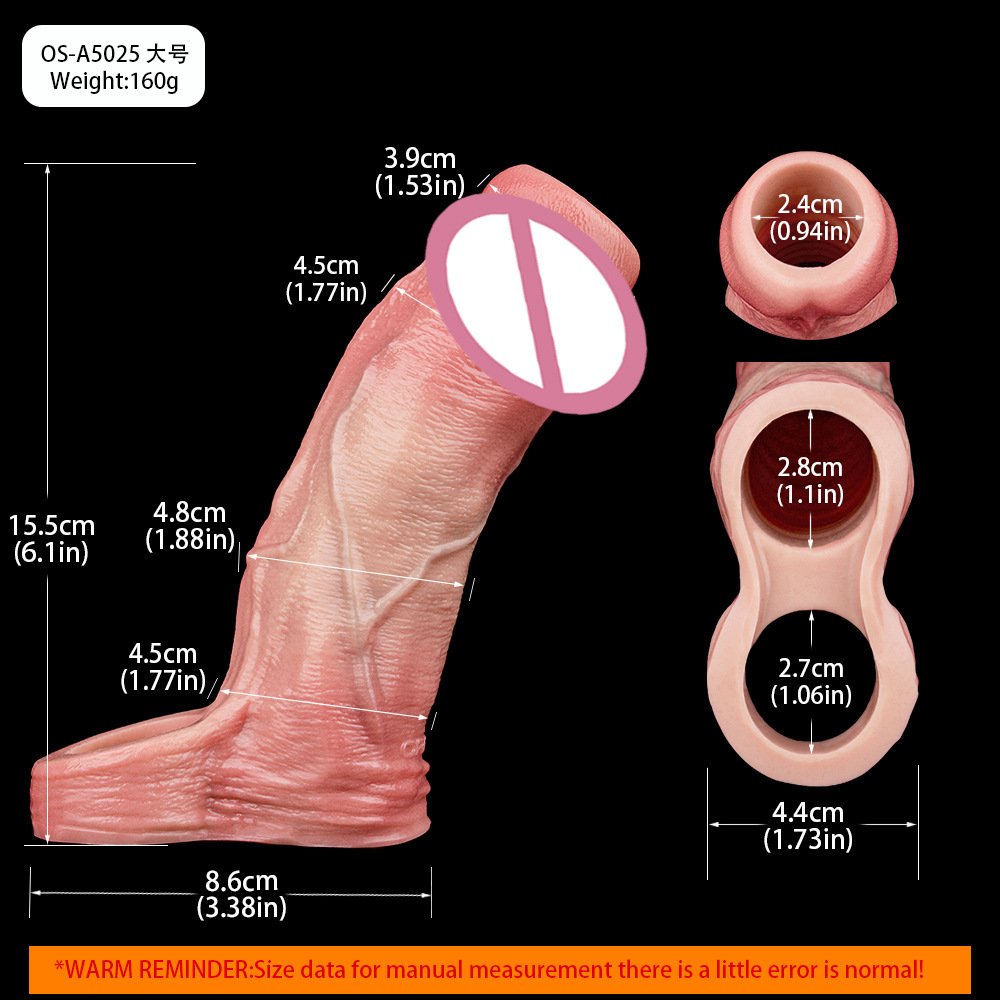 Penis Extension Sleeve, Realistic Hollow Strap-On Enlarger for Men