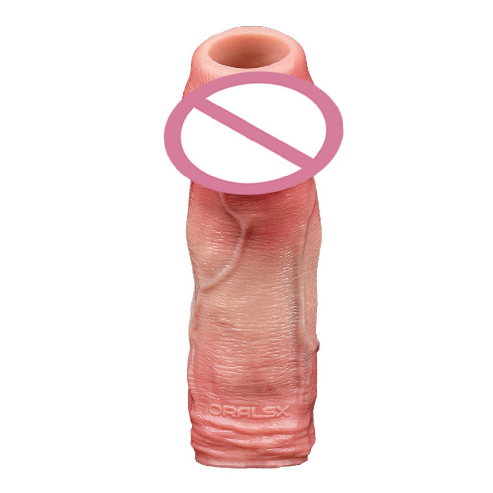 Penis Extension Sleeve, Realistic Hollow Strap-On Enlarger for Men